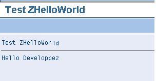Résultat du HelloWorld ABAP